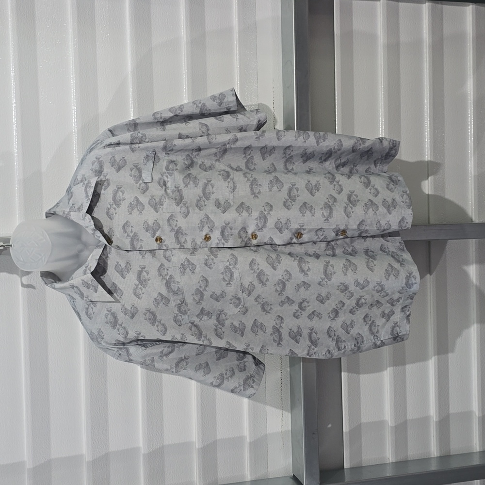 Weatherproof green‎ fish print vented fishing shirt size XXL